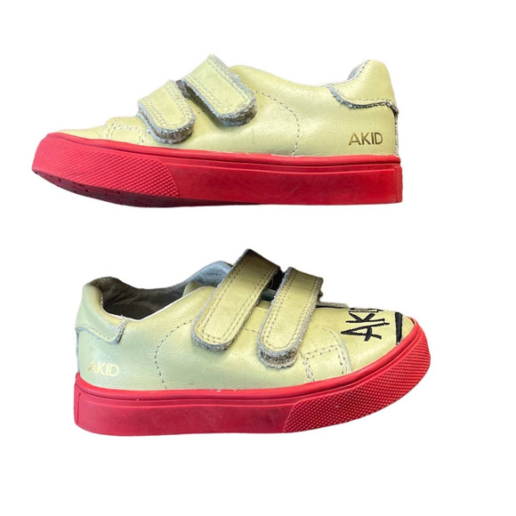 AKID size toddler 6C AXEL - LEATHER AKID EMBROIDERY [CREAM/RED] - Picture 2 of 7